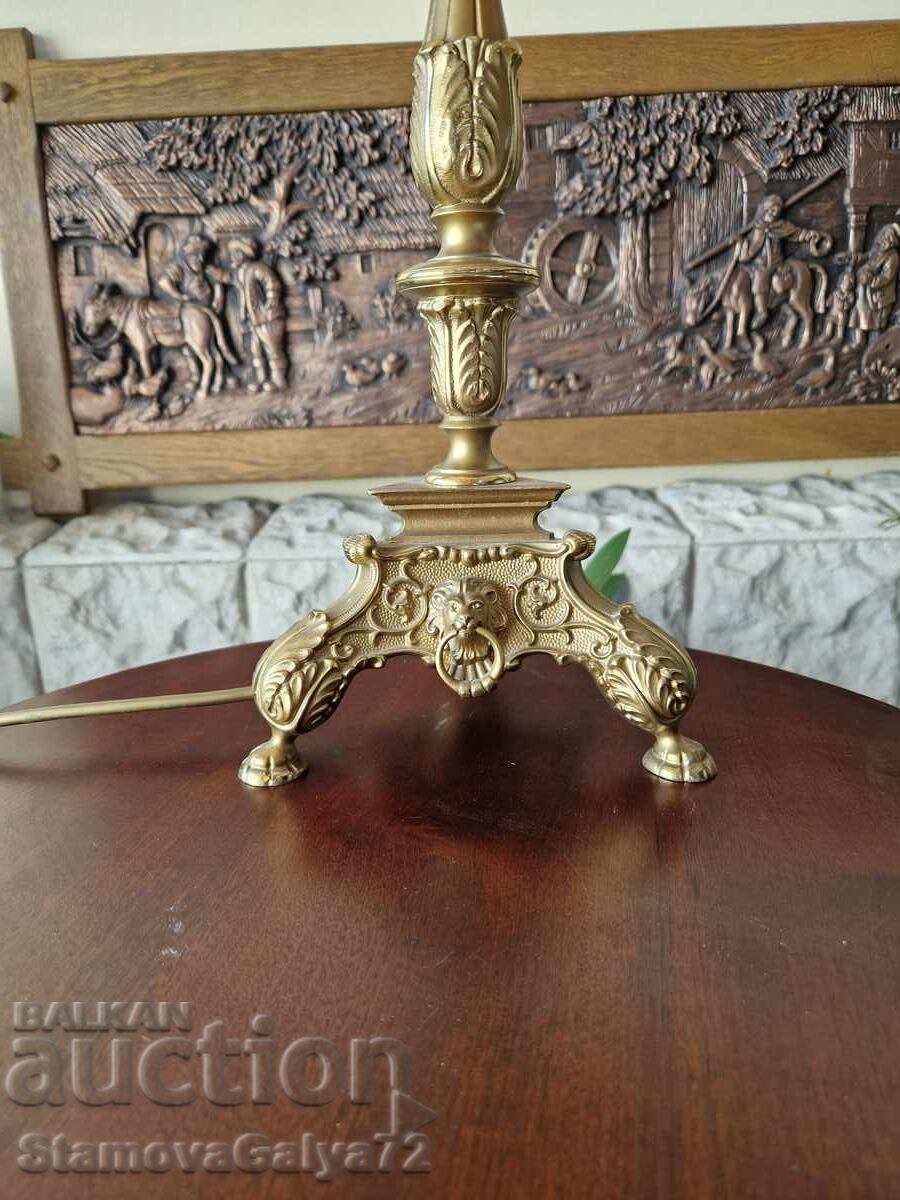 Доставка на Превъзходна голяма антикварна бронзова настолна лампа