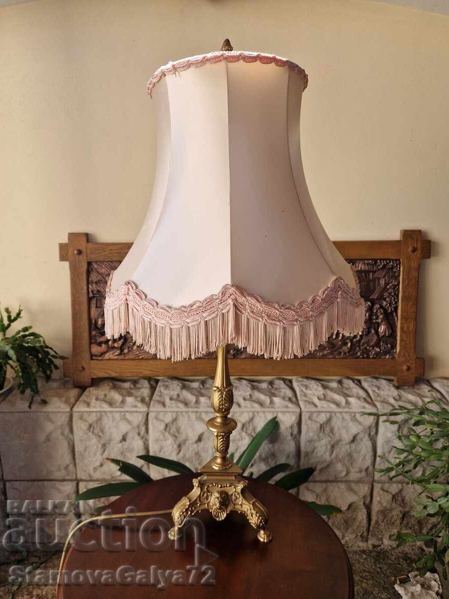 Превъзходна голяма антикварна бронзова настолна лампа