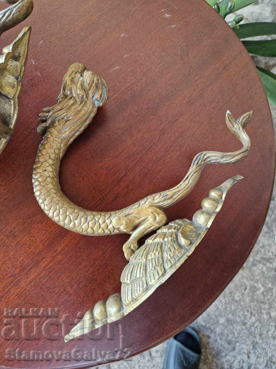 Чифт Уникални антикварни бронзови държачи за завеси от 19 ве - 5