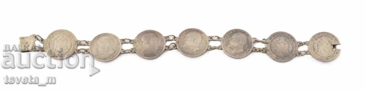 Δημοπρασία Αρχαίο ασημένιο βραχιόλι με νομίσματα 20 γρ Ag Αναγεννησιακό κόσμημα