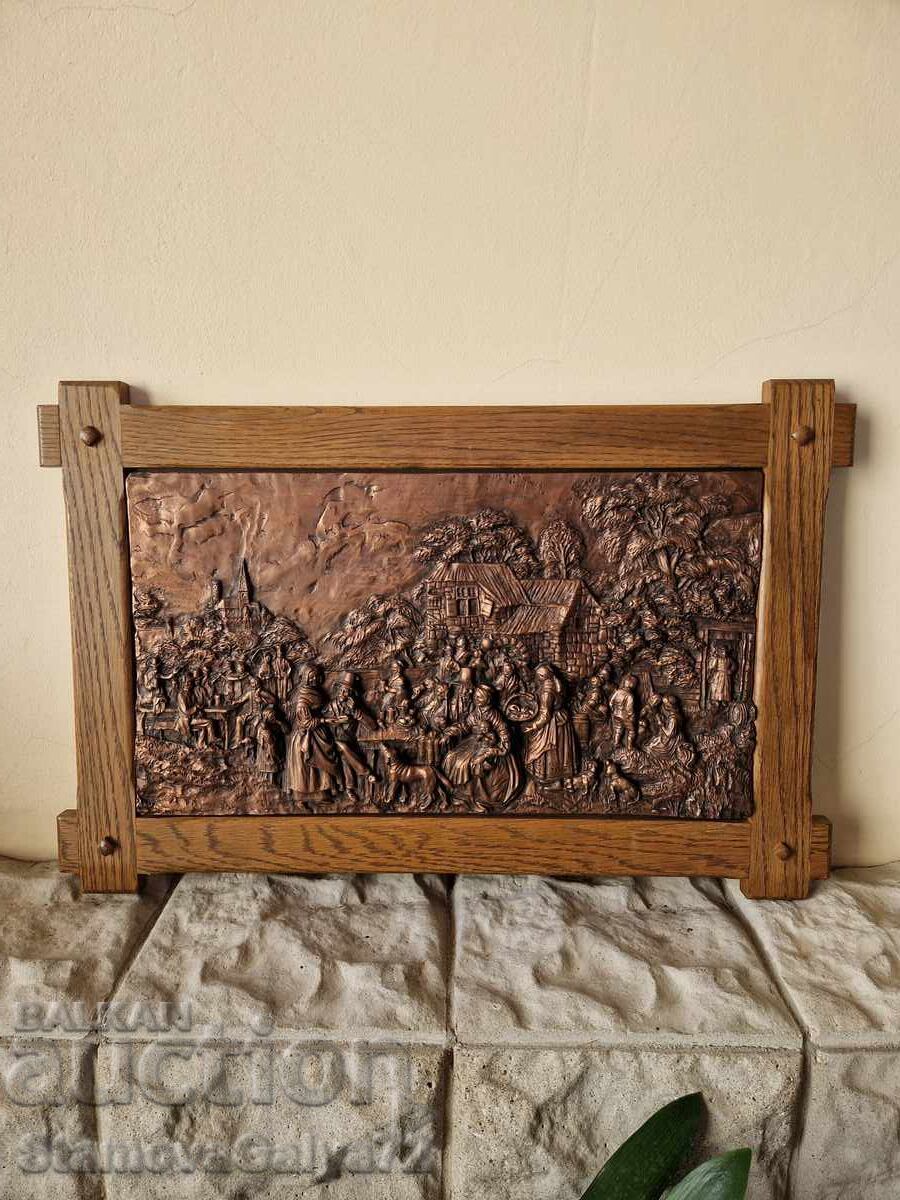 Beautiful antique German copper picture panorama Beautiful antique German copper picture panorama