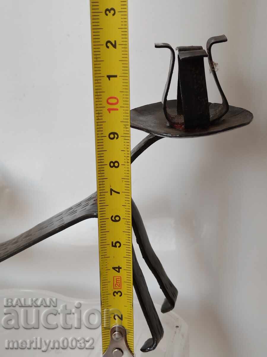 Παλιό σφυρήλατο κηροπήγιο, κερί, κηροπήγιο - 5