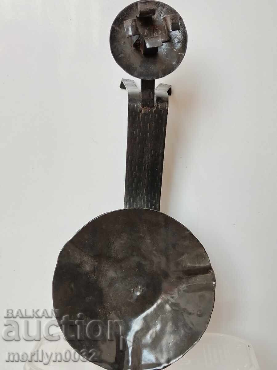 Παλιό σφυρήλατο κηροπήγιο, κερί, κηροπήγιο - 7