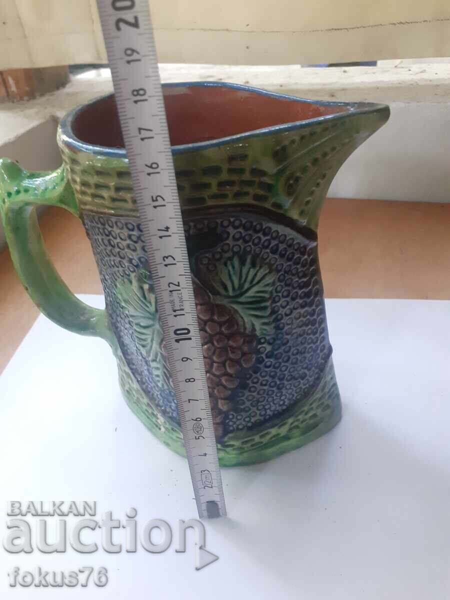Old relief glazed pitcher for wine, Troyan ceramics - 5