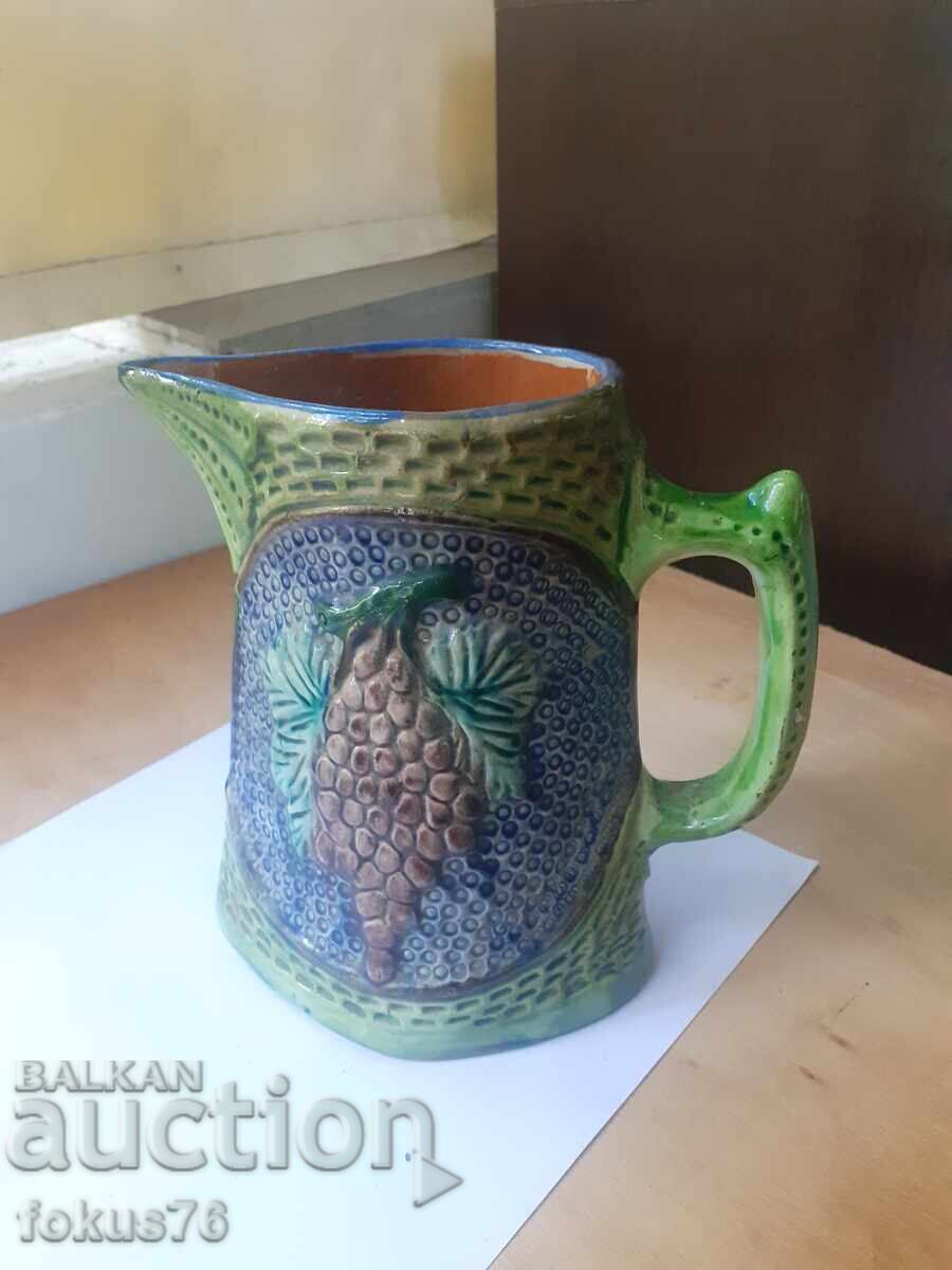 Old relief glazed pitcher for wine, Troyan ceramics - 6