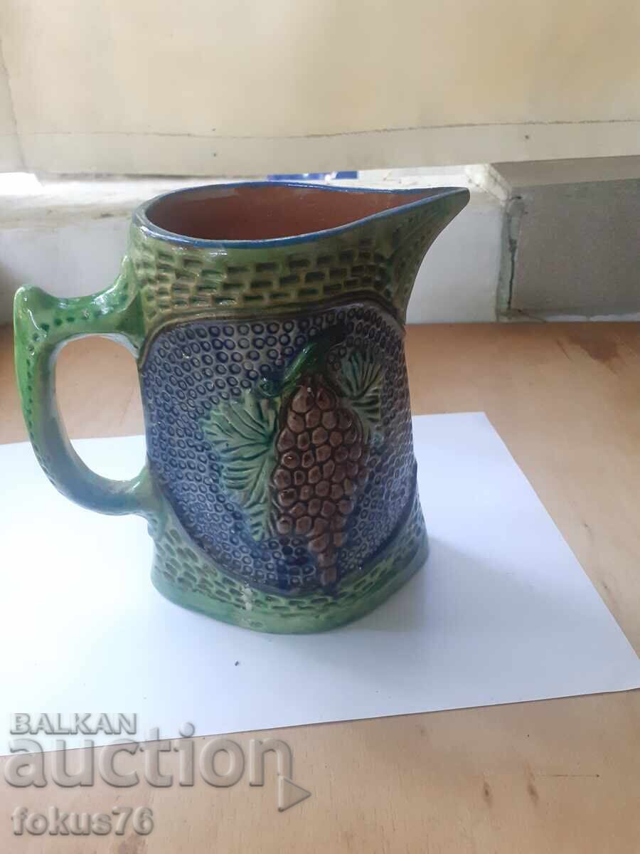 Old relief glazed pitcher for wine, Troyan ceramics - 7