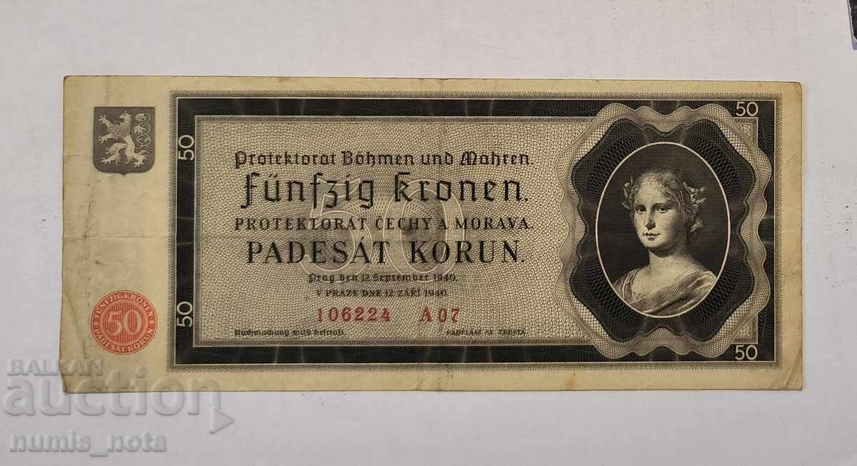 Boemia și Moravia 50 coroane 1940 Boemia și Moravia 50 coroane 1940