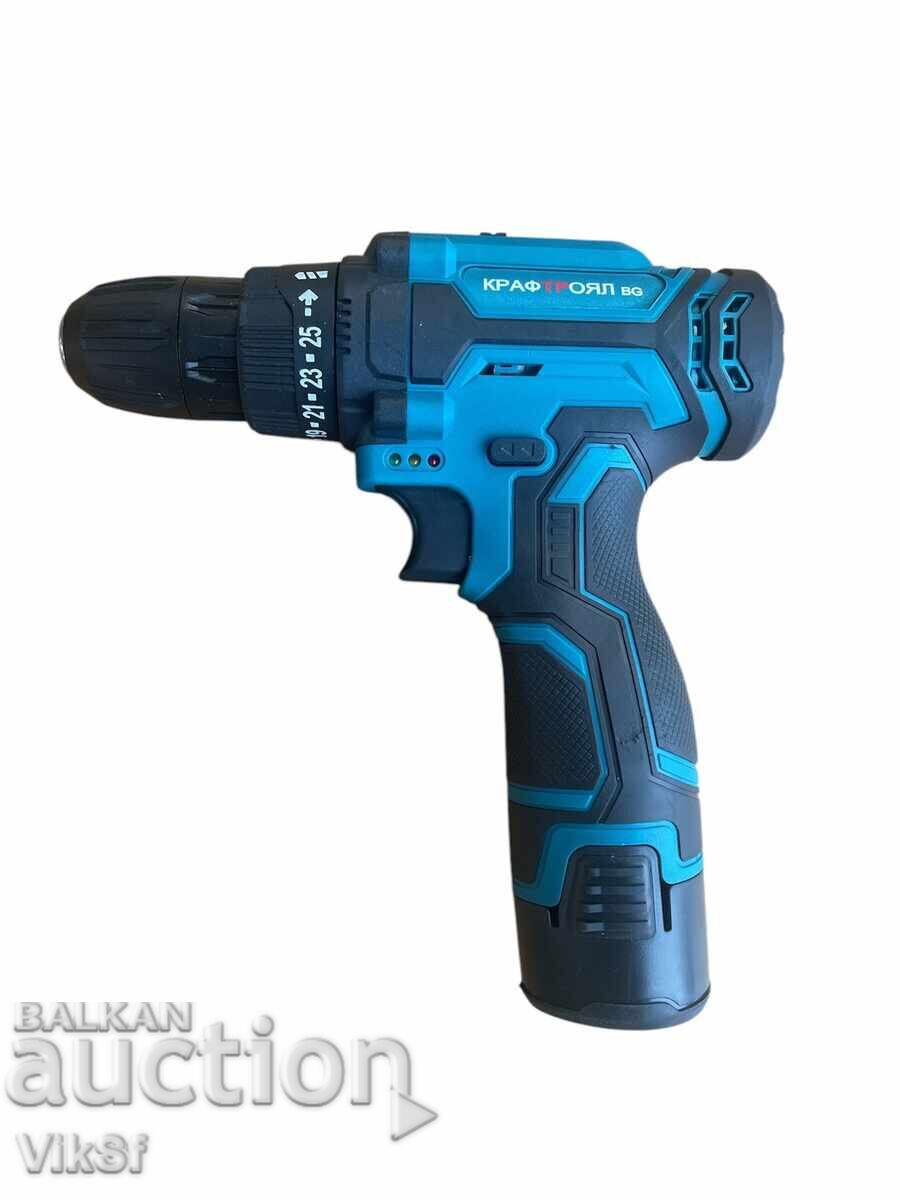 KraftRoyal Cordless Screwdriver + 2 Batteries + Tools with price 57.50 BGN | € 29.40