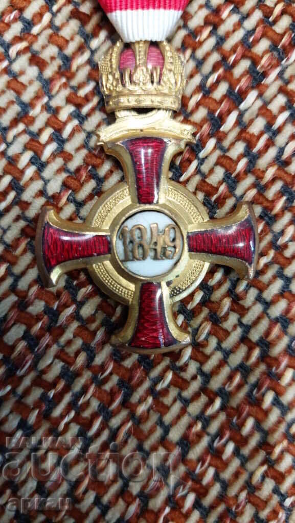 Austro-Hungarian Order with gold plating and enamel 1849 Emperor Franz Joseph - 5 Austro-Hungarian Order with gold plating and enamel 1849 Emperor Franz Joseph - 5