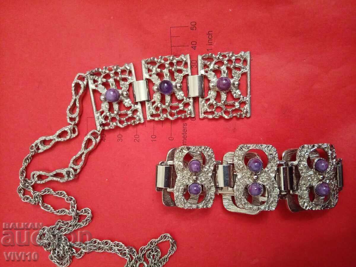 Colier și brățară vechi din ametist Colier și brățară vechi din ametist