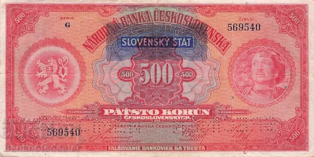 Slovacia Legionar Ceh 500 Coroane 1939 Pick 2S Ref 9540