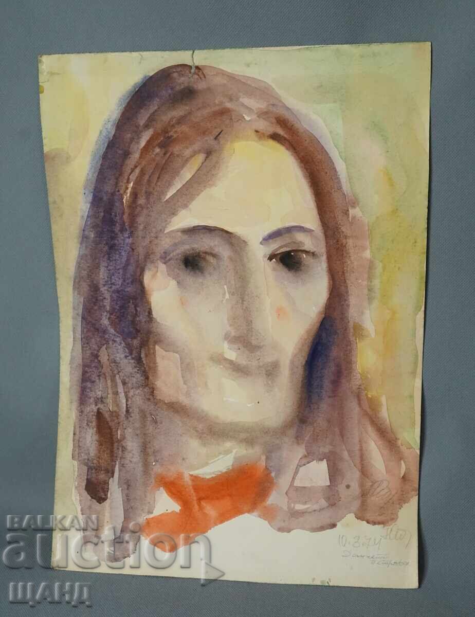 Παλαιό αριστούργημα, ακουαρέλα, πορτρέτο γυναίκας Παλαιό αριστούργημα, ακουαρέλα, πορτρέτο γυναίκας