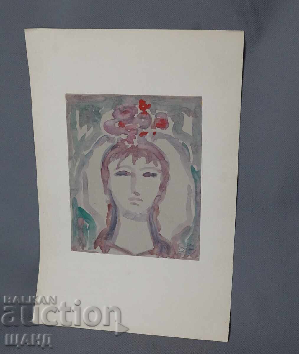 Old Master's watercolor drawing portrait woman maiden Old Master's watercolor drawing portrait woman maiden