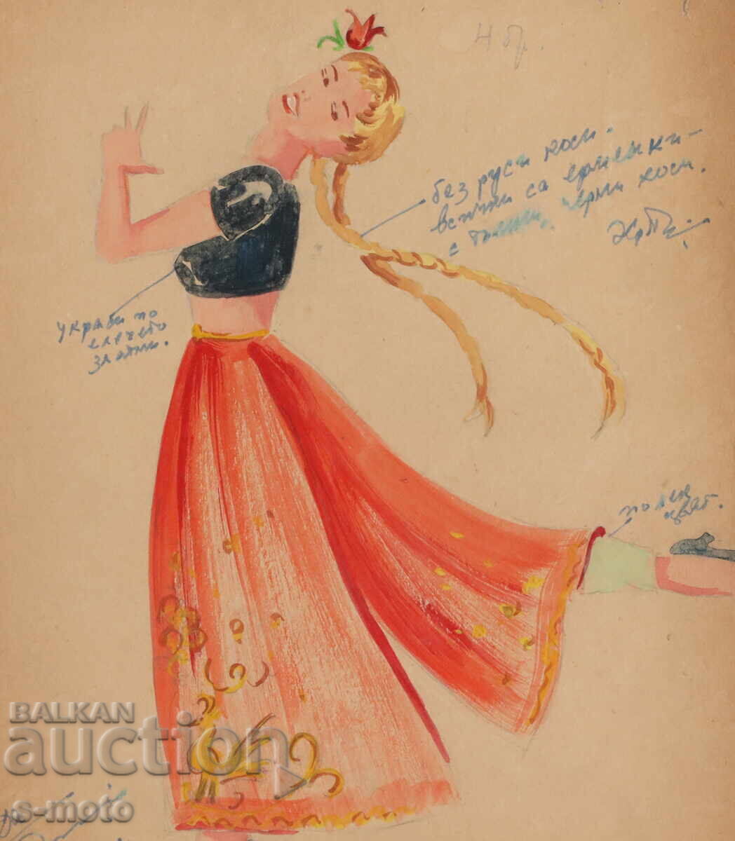 Картина гваш сценография 1960г. - 5 Картина гваш сценография 1960г. - 5