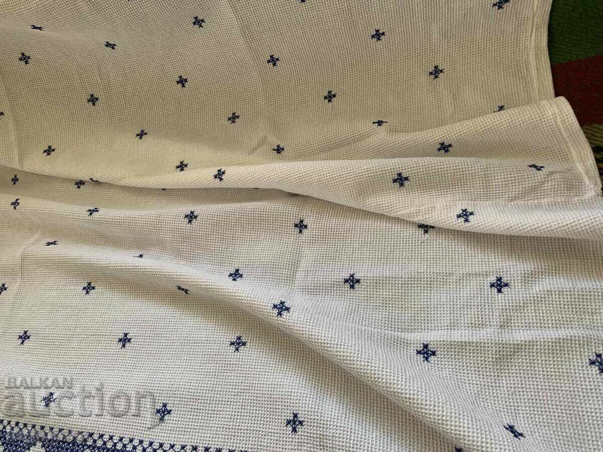 Hand-Embroidered Bedspread Waffle Cotton Antique Lace - 5