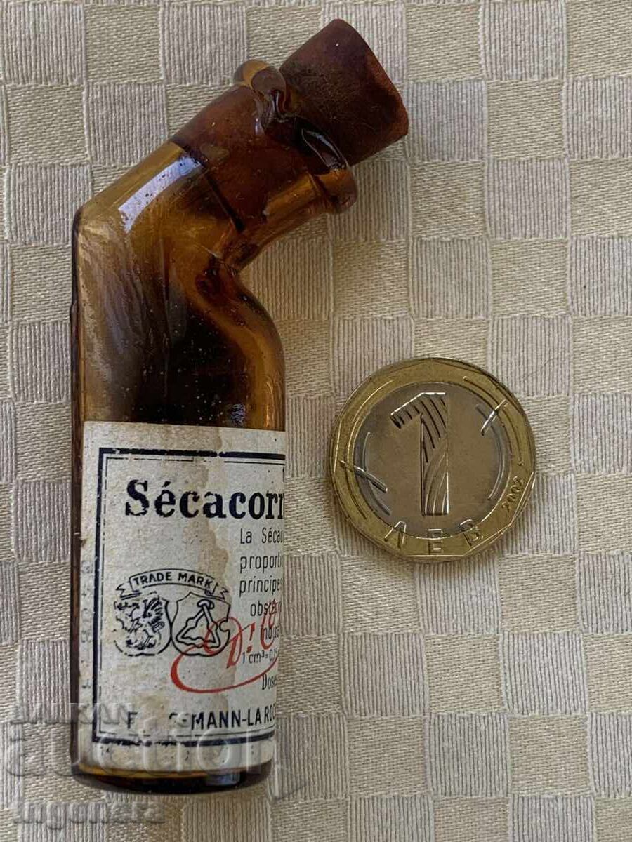 ШИШЕ ОТ ЛЕКАРСТВО СТЪКЛО ДОСТА РЯДКА ВЕЩ-Secacornine-Roche