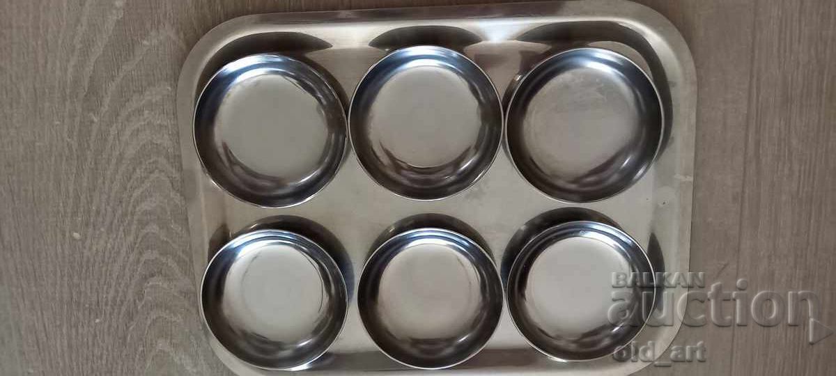 Candy dishes with tray, alpaca