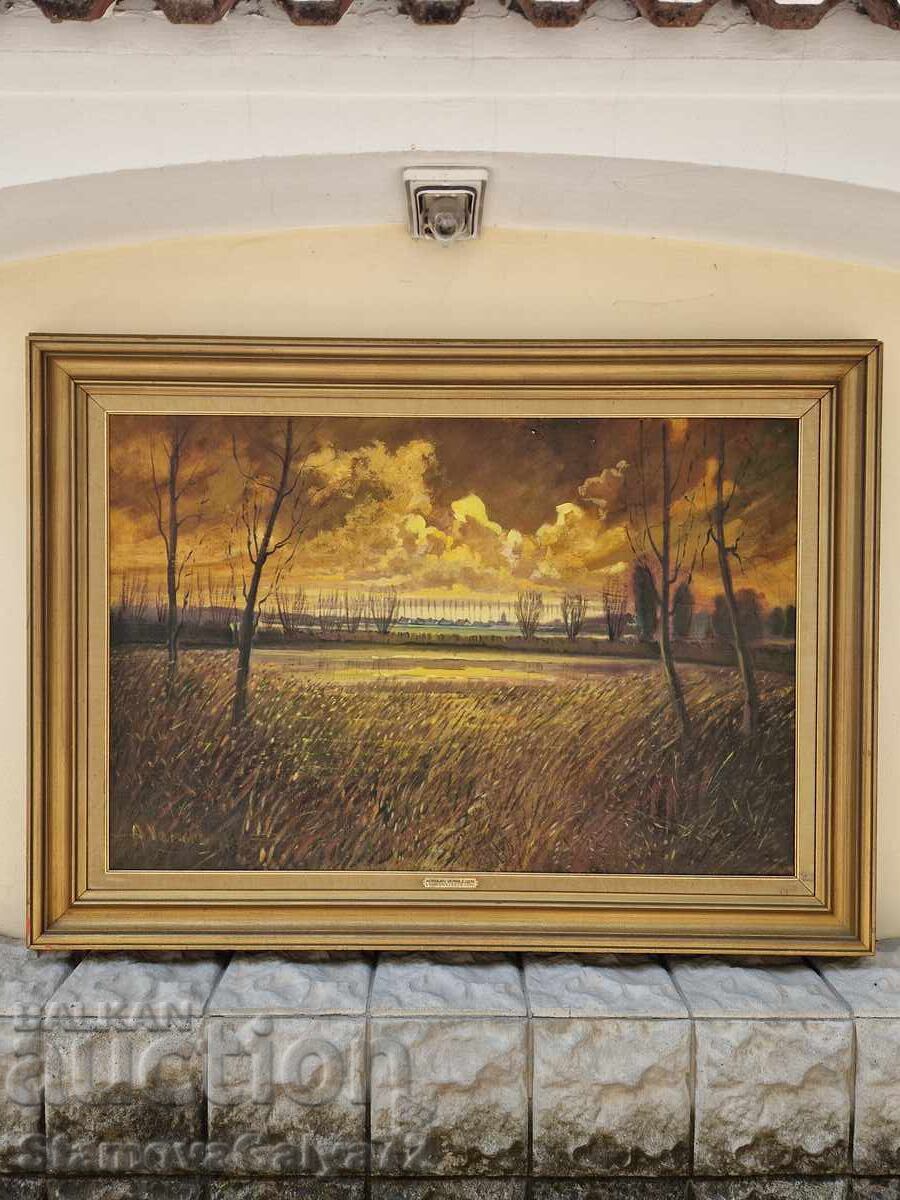 Τεράστια αντίκα πρωτότυπη ζωγραφική με λάδι σε καμβά με τιμή 644.00 BGN | € 329.27