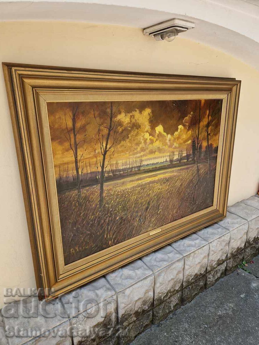 Τεράστια αντίκα πρωτότυπη ζωγραφική με λάδι σε καμβά - 6