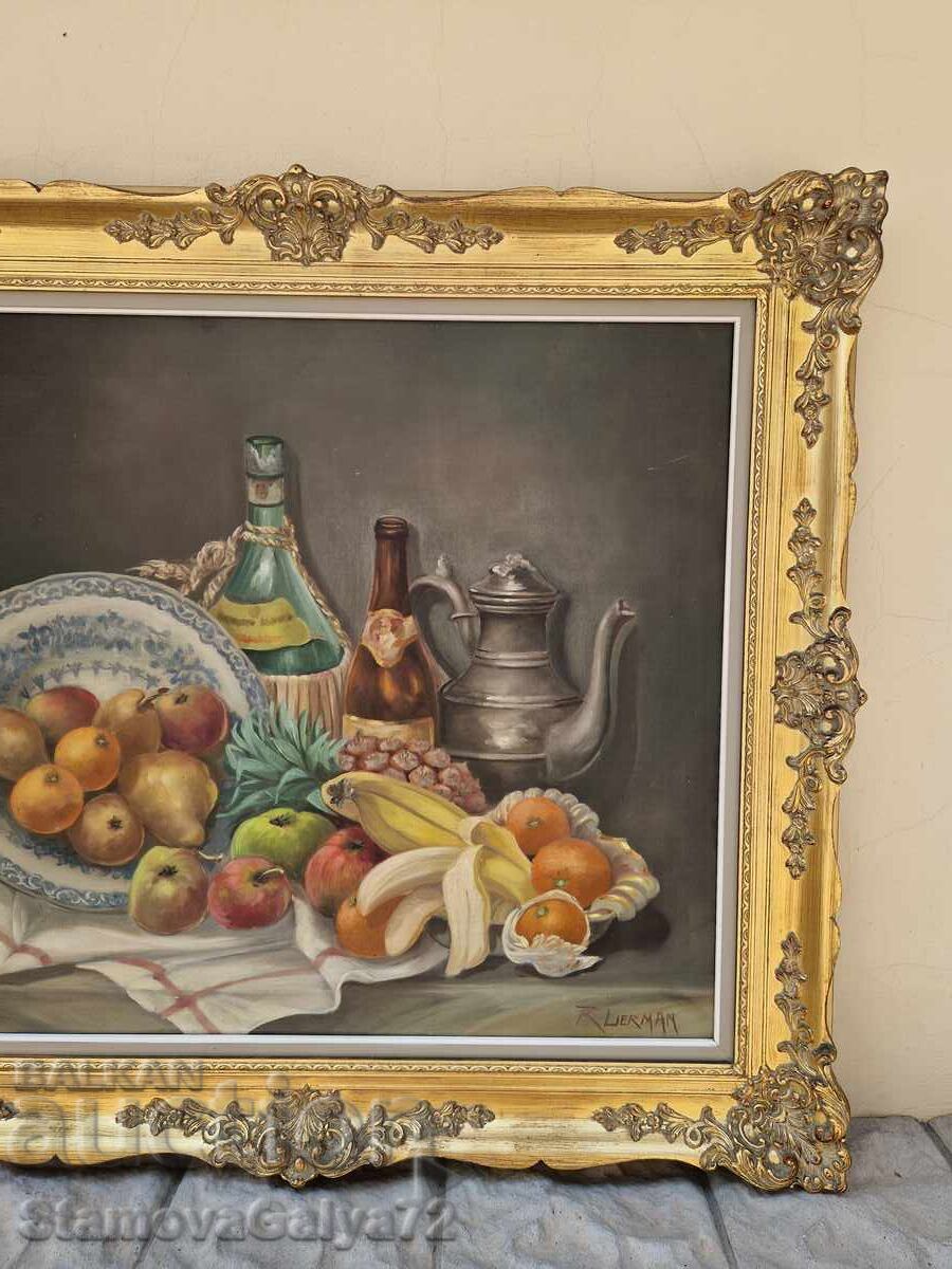 Livrarea Superbă pictură belgiană mare, ulei pe pânză