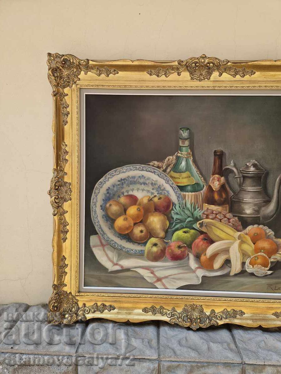 Superbă pictură belgiană mare, ulei pe pânză - 5