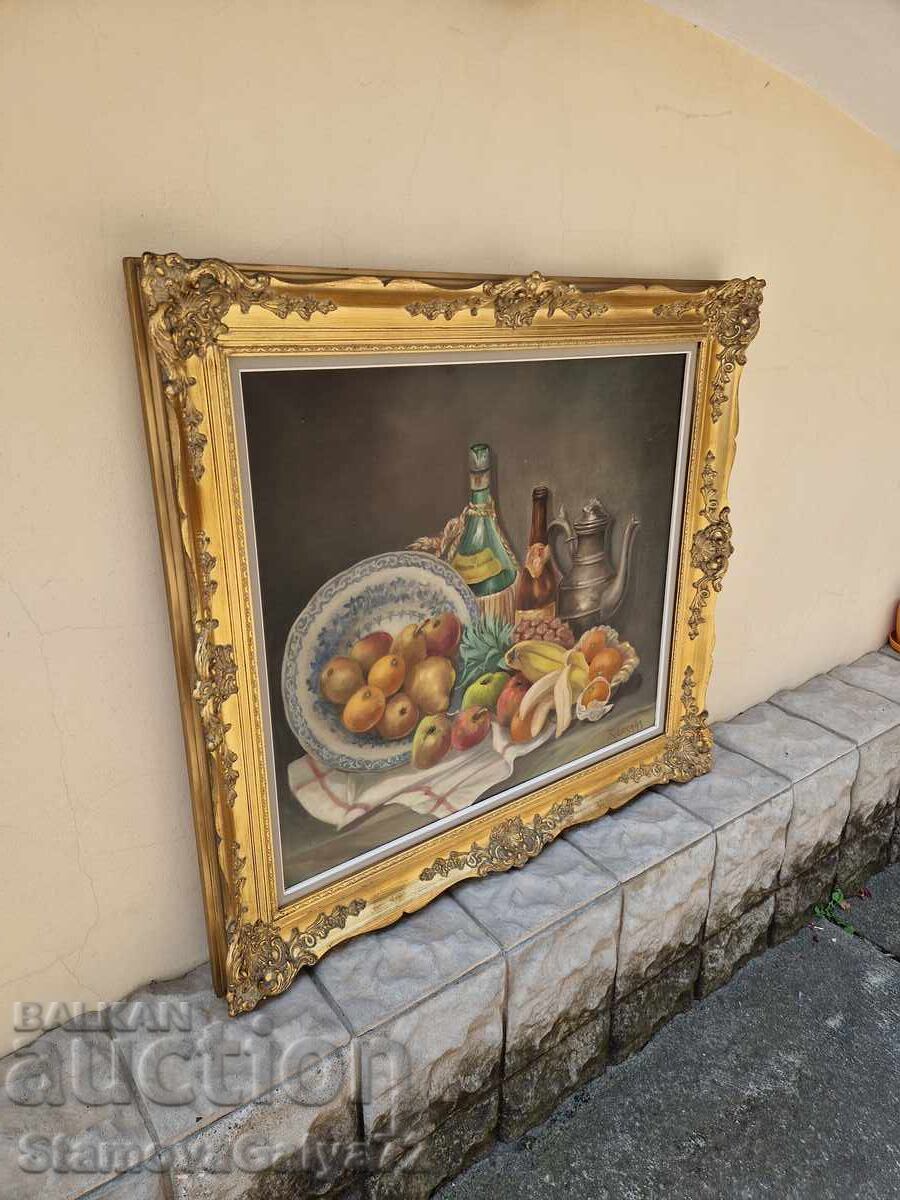 Superbă pictură belgiană mare, ulei pe pânză - 6