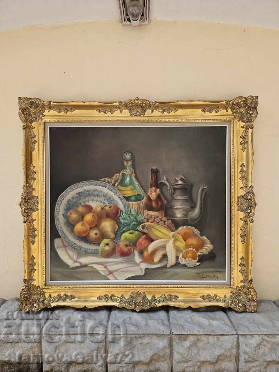 Superbă pictură belgiană mare, ulei pe pânză