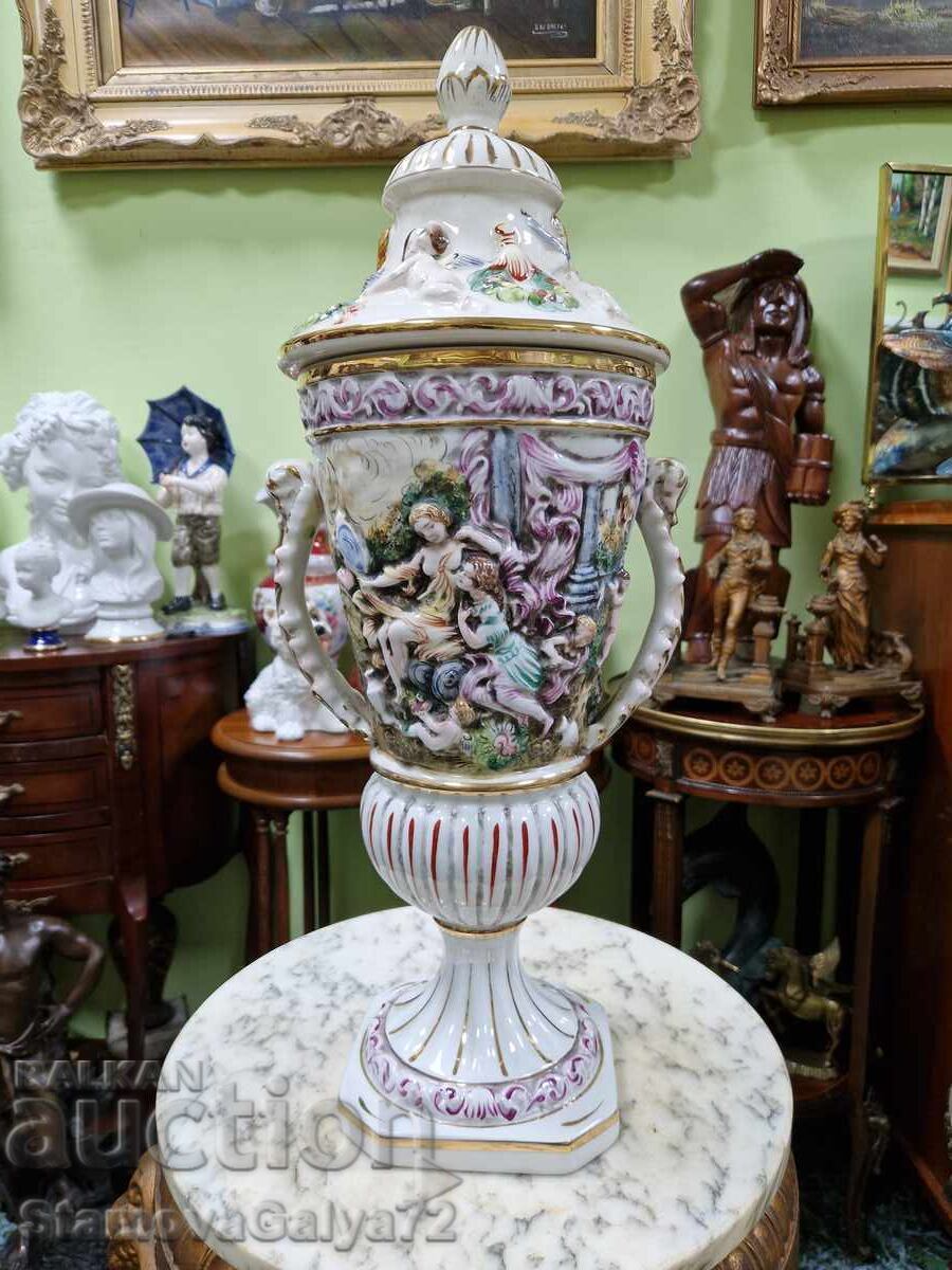 Unique large antique Capodimonte porcelain urn with price 277.00 BGN | € 141.63