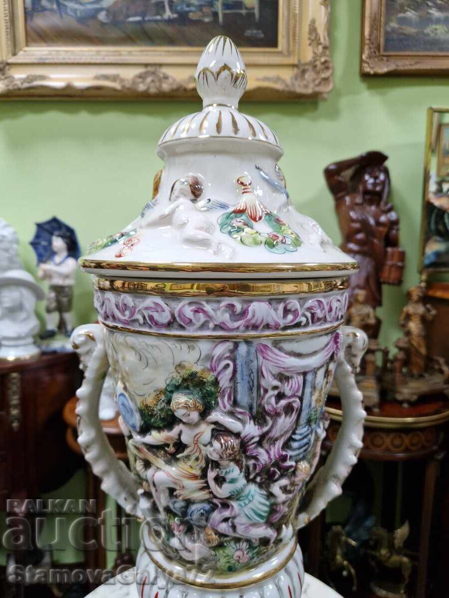 Unique large antique Capodimonte porcelain urn - 5