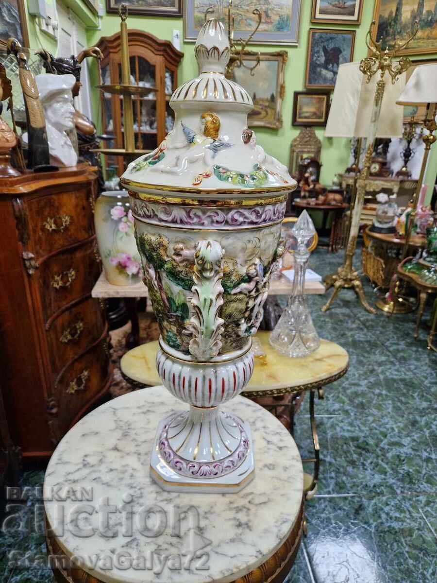 Unique large antique Capodimonte porcelain urn - 6