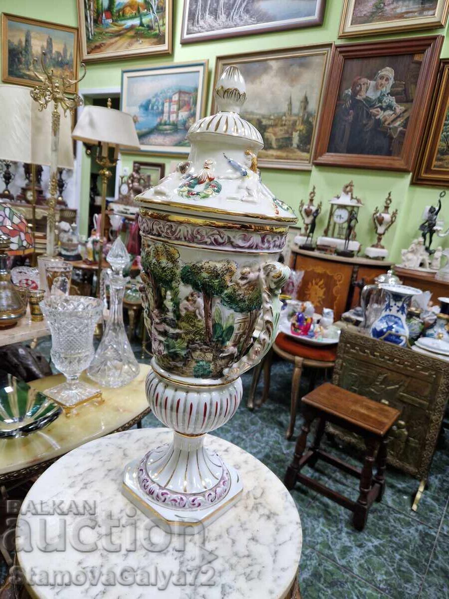 Unique large antique Capodimonte porcelain urn - 7