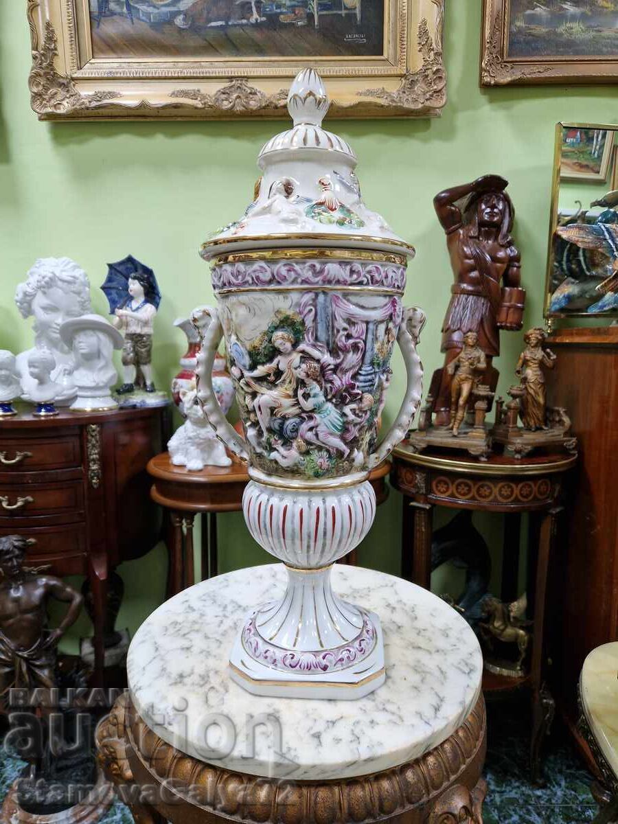 Unique large antique Capodimonte porcelain urn