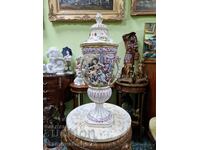 Urnă mare antică unică din porțelan Capodimonte