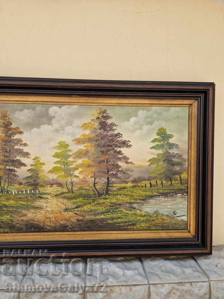 Παράδοση Πολύ μεγάλη αντίκα ελαιογραφία σε καμβά