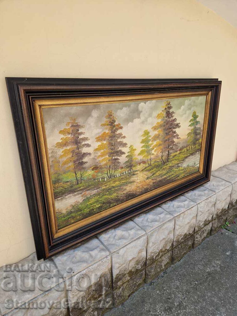 Πολύ μεγάλη αντίκα ελαιογραφία σε καμβά - 6