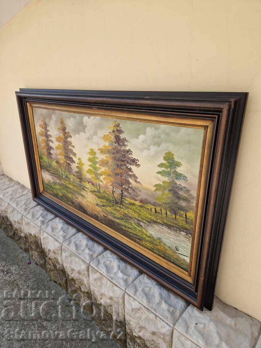 Πολύ μεγάλη αντίκα ελαιογραφία σε καμβά - 7