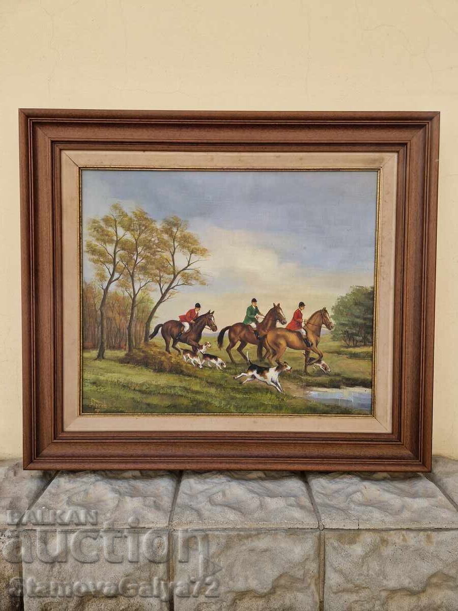 Страхотна антикварна белгийска картина масло върху платно с цена € 175.37 | 342.99 лв.