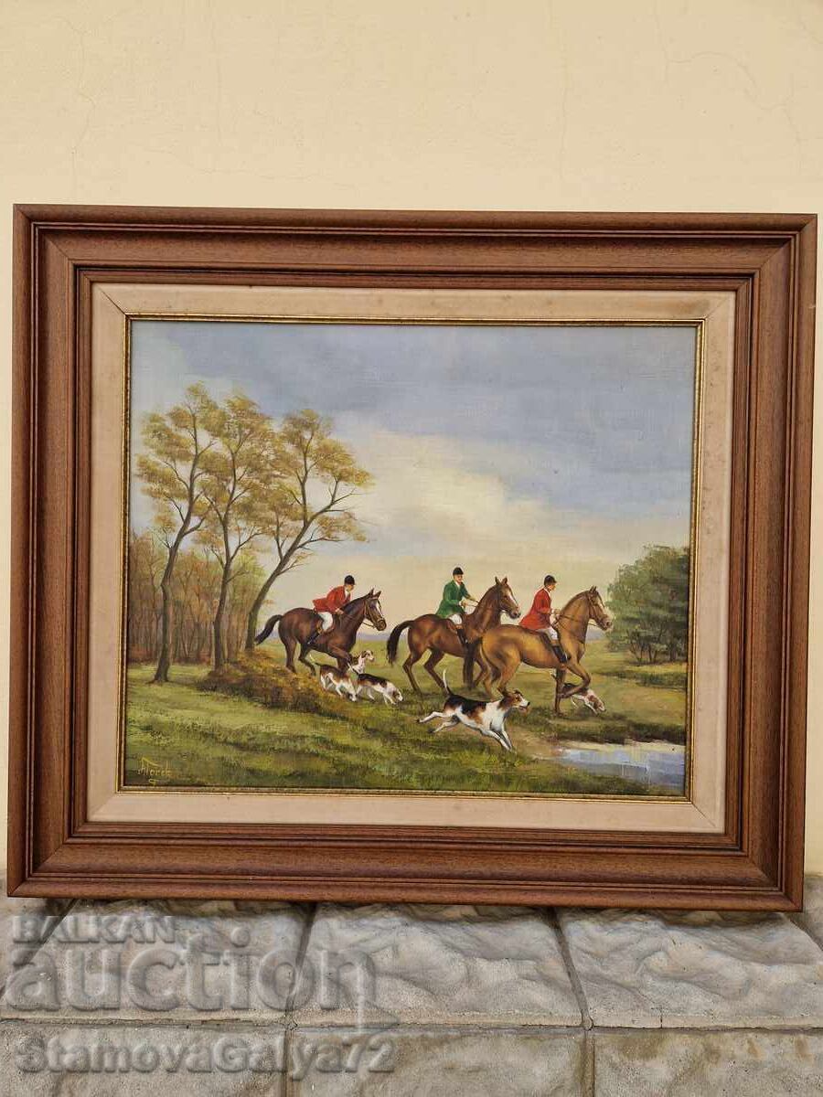 Аукцион Страхотна антикварна белгийска картина масло върху платно