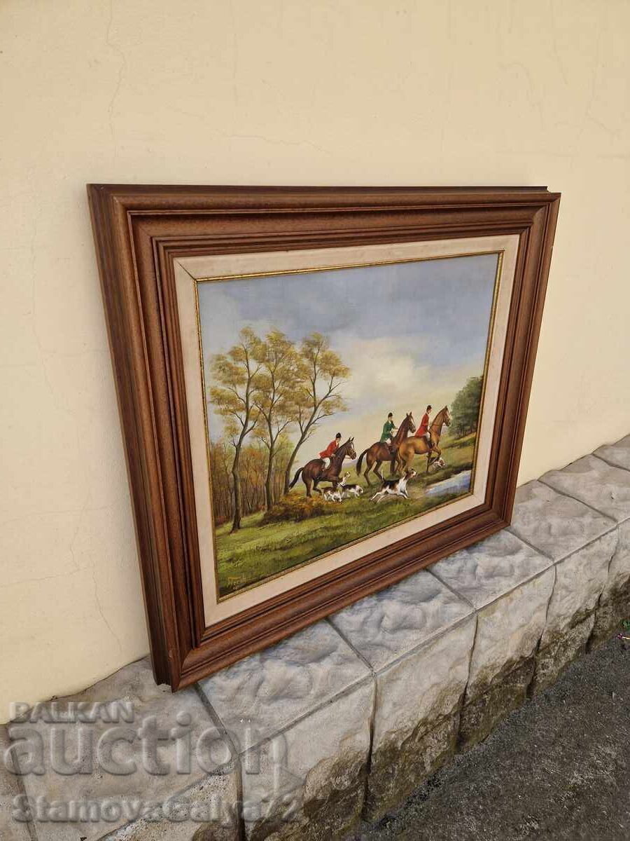 Страхотна антикварна белгийска картина масло върху платно - 6