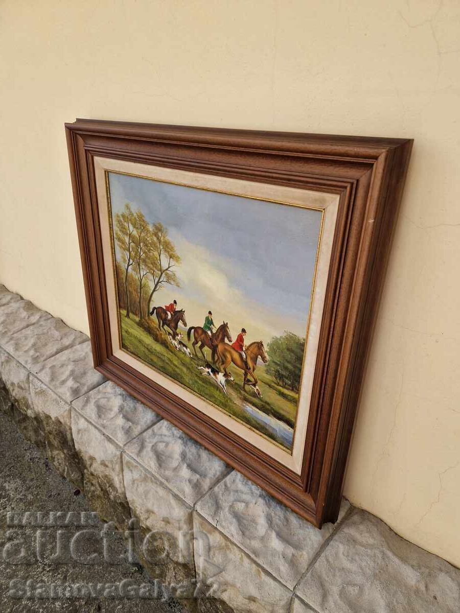 Страхотна антикварна белгийска картина масло върху платно - 7