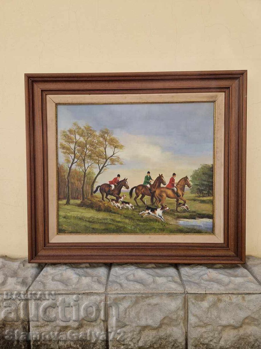 Страхотна антикварна белгийска картина масло върху платно