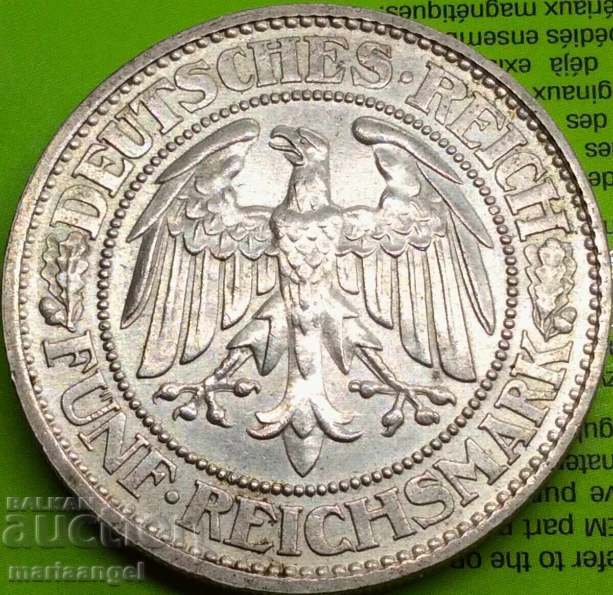 5 Marks 1931 Germany Weimar Oak Silver 5 Marks 1931 Germany Weimar Oak Silver