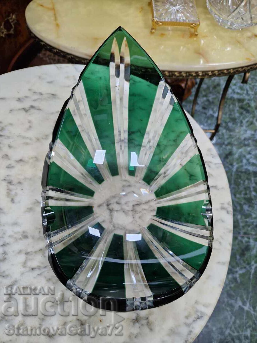 Unic scrumier antic belgian din cristal Val Saint Lambert - 6