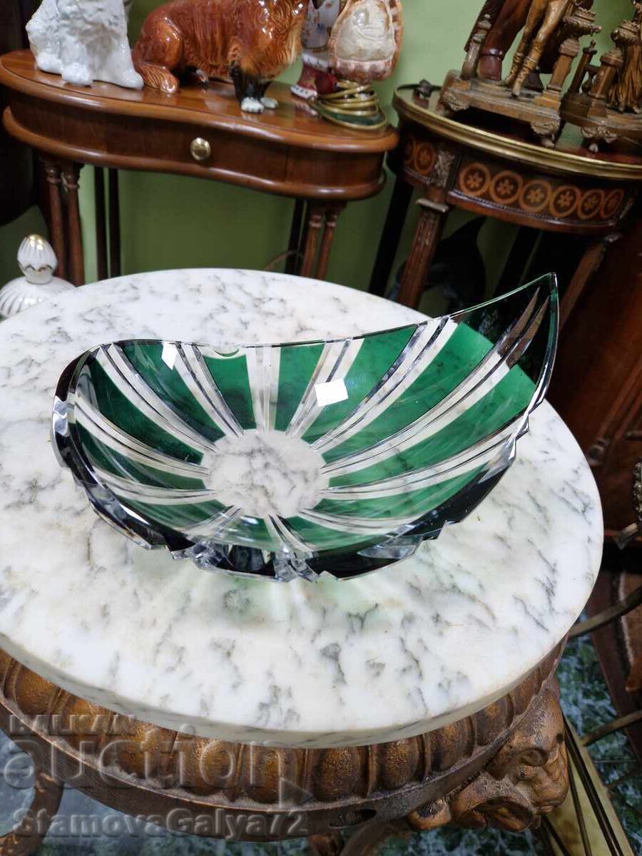 Unique Antique Belgian Crystal Ashtray Val Saint L