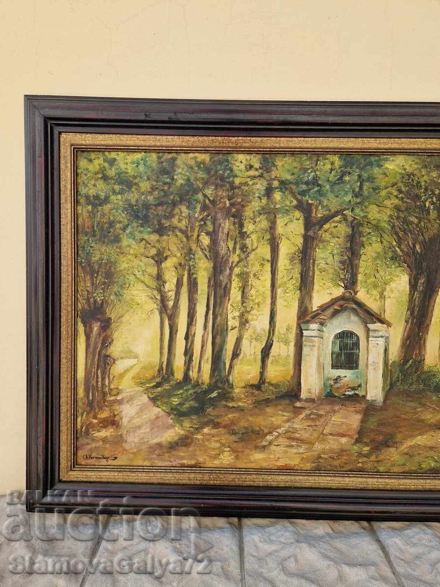 O minunată pictură franceză antică în ulei pe pânză - 5 O minunată pictură franceză antică în ulei pe pânză - 5