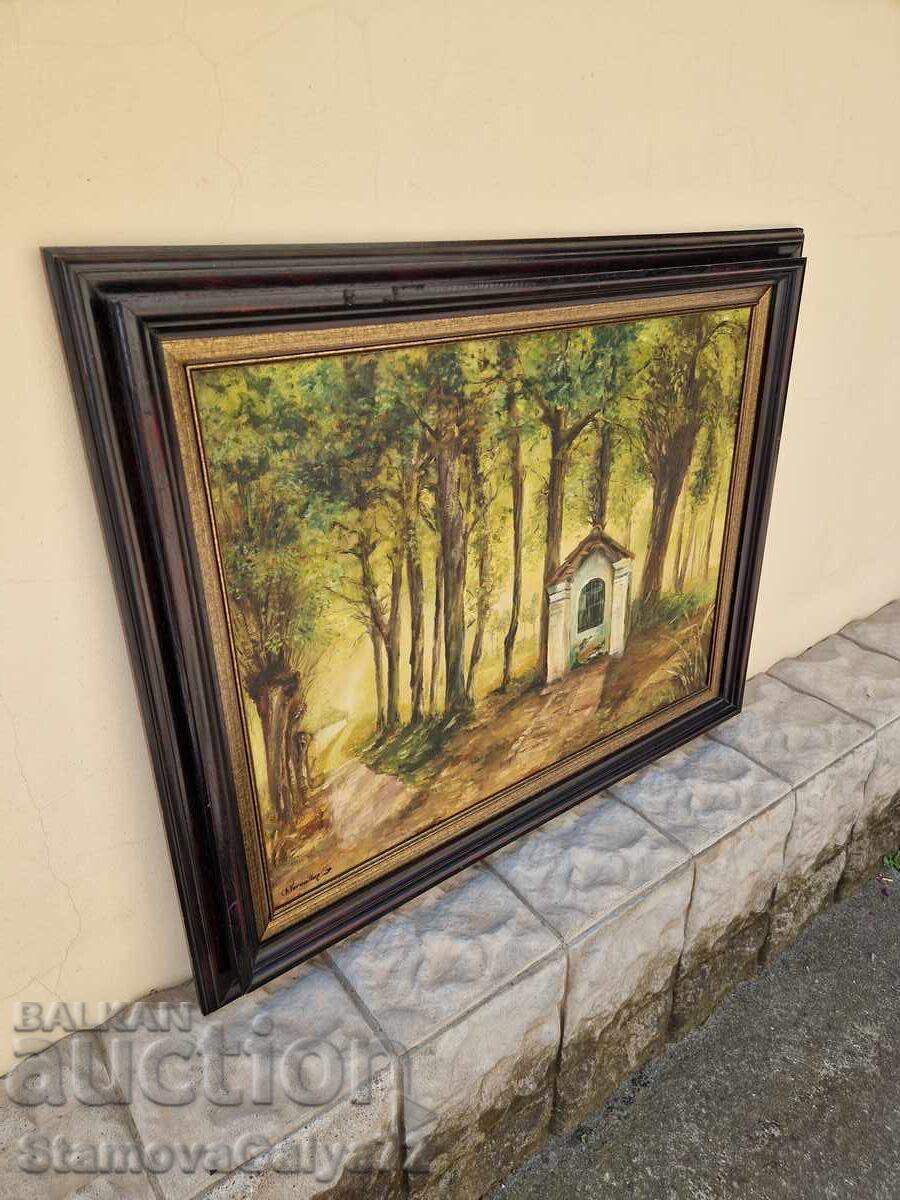 O minunată pictură franceză antică în ulei pe pânză - 6 O minunată pictură franceză antică în ulei pe pânză - 6