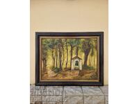 O minunată pictură franceză antică în ulei pe pânză