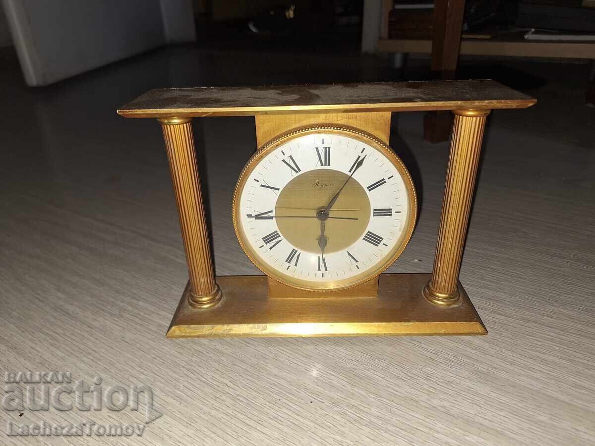 Beautiful Rapport England bronze desk clock, working well - 6
