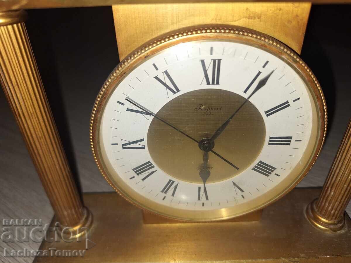 Beautiful Rapport England bronze desk clock, working well - 7