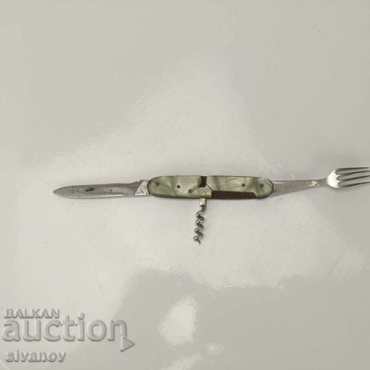 Старо българско джобно ножче с вилица ТЕРВЕЛ #5995 - 5 Старо българско джобно ножче с вилица ТЕРВЕЛ #5995 - 5